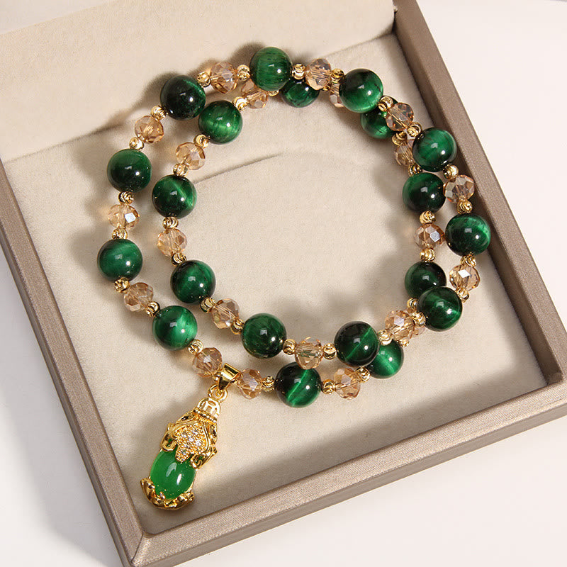 8 mm Tigerauge Pixiu Fuchs Doppelwickel-Schutzarmband