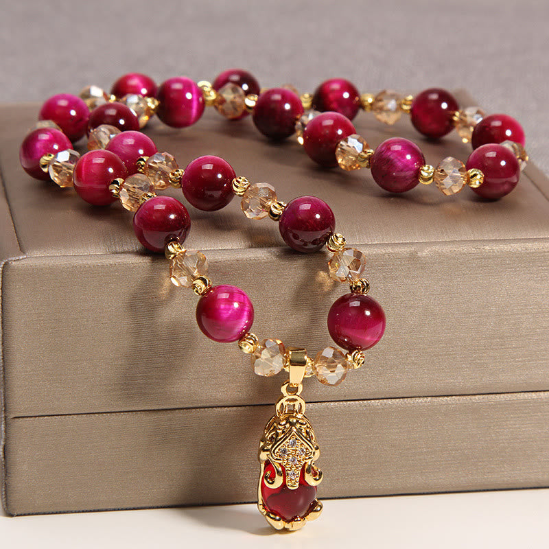 8 mm Tigerauge Pixiu Fuchs Doppelwickel-Schutzarmband