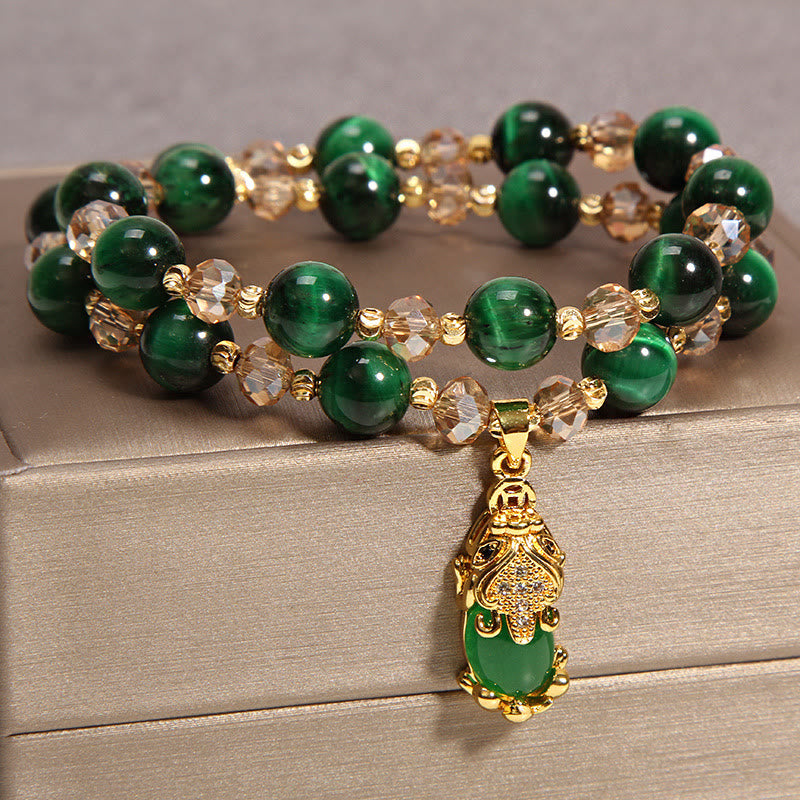 8 mm Tigerauge Pixiu Fuchs Doppelwickel-Schutzarmband