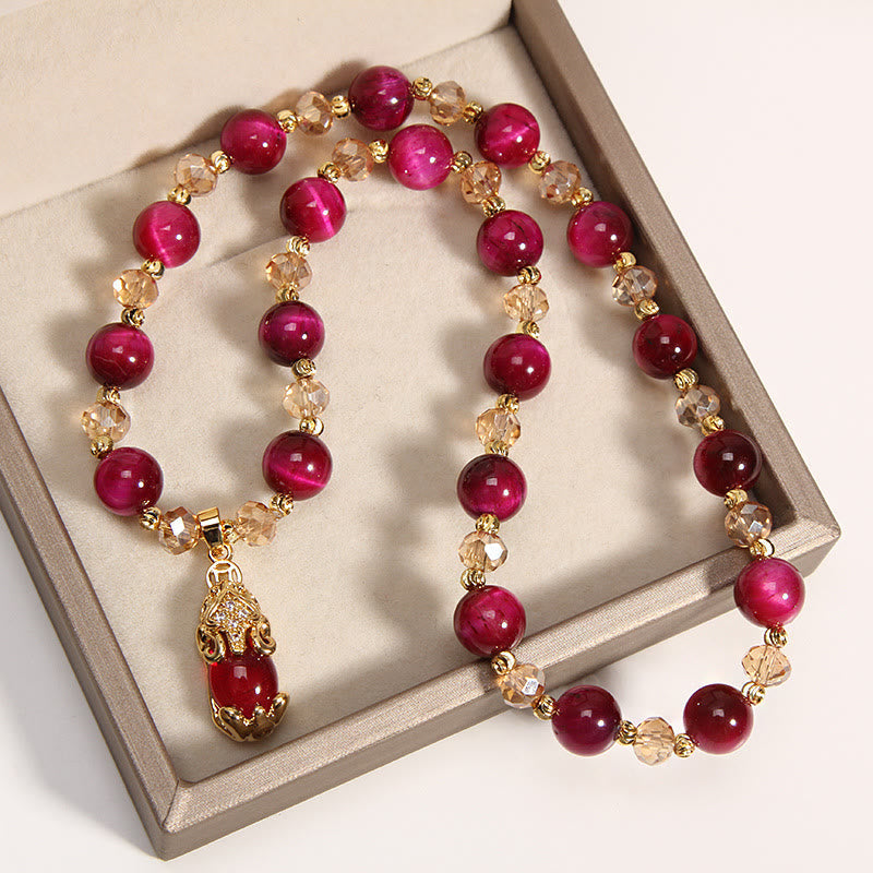 8 mm Tigerauge Pixiu Fuchs Doppelwickel-Schutzarmband