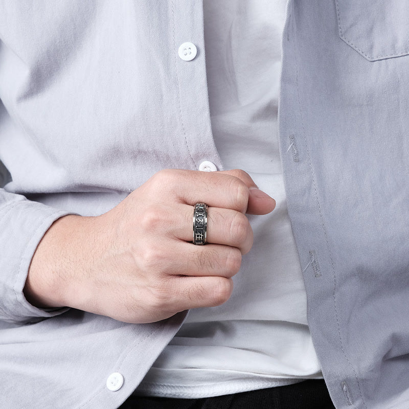 8 mm Titanstahl-beruhigender spiritueller Ring für Schlaf und Gleichgewicht