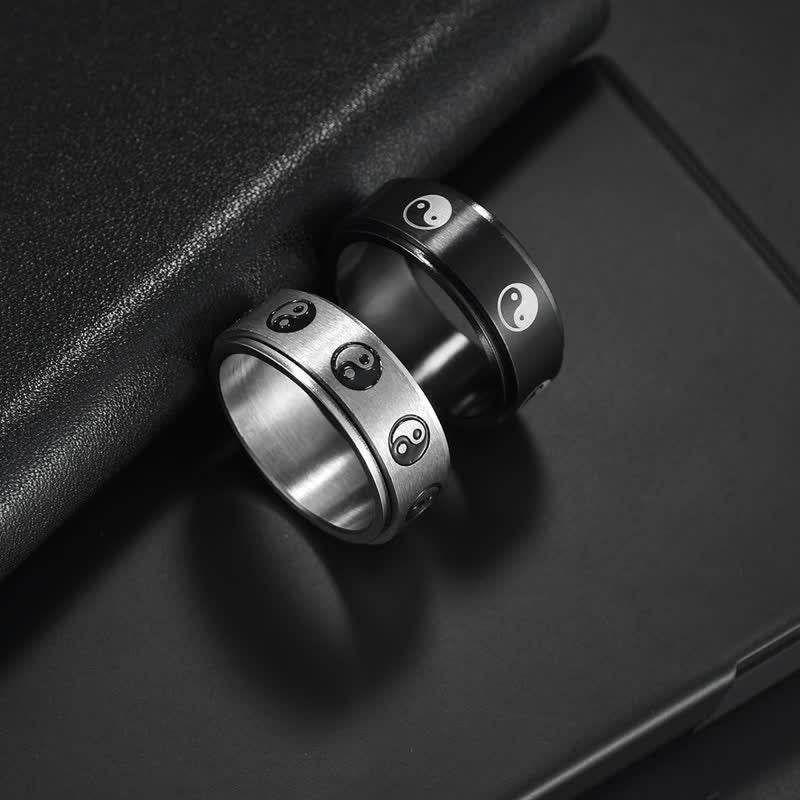 8 mm drehbarer Yin-Yang-Balance-Ring aus Titanstahl