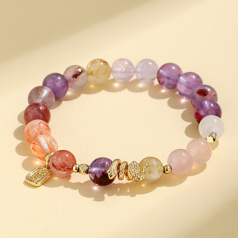 8 mm großes Glücksarmband aus verschiedenen Kristallen mit Amethyst für Gleichgewicht