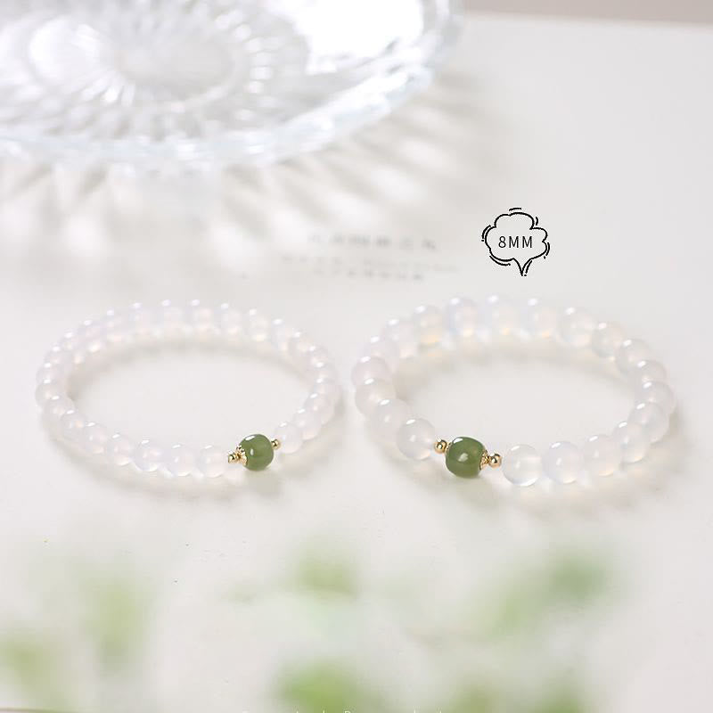 8 mm weißes Achat-Jade-Glücksarmband für Positivität