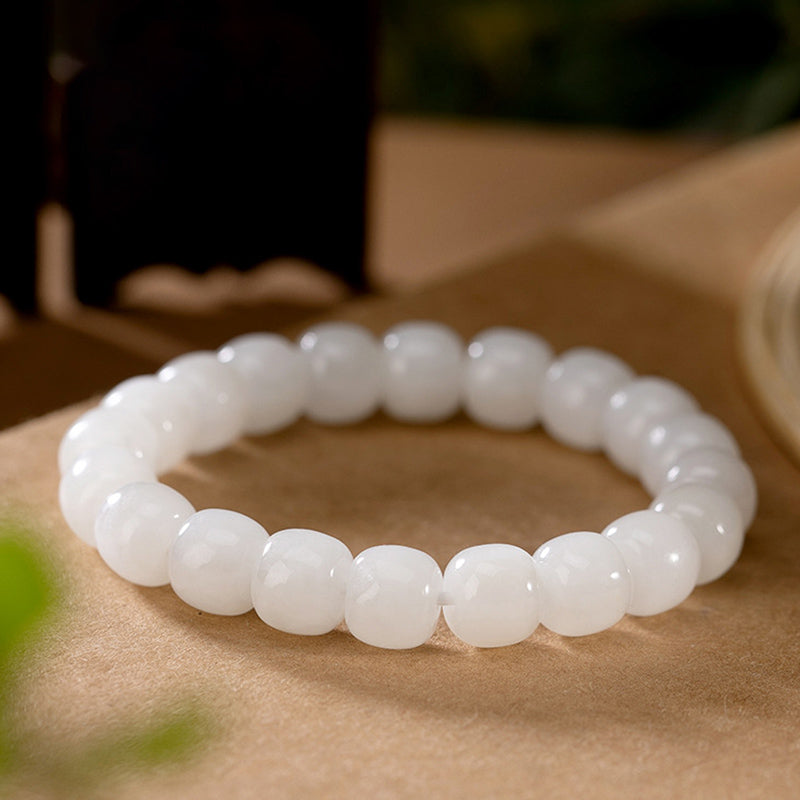 8 mm weißes Jade-Schutzarmband für Glück und Erfolg