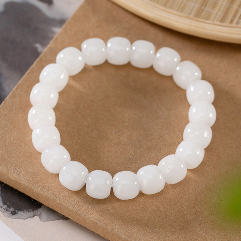 8 mm weißes Jade-Schutzarmband für Glück und Erfolg