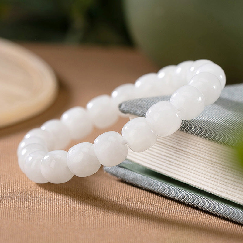 8 mm weißes Jade-Schutzarmband für Glück und Erfolg