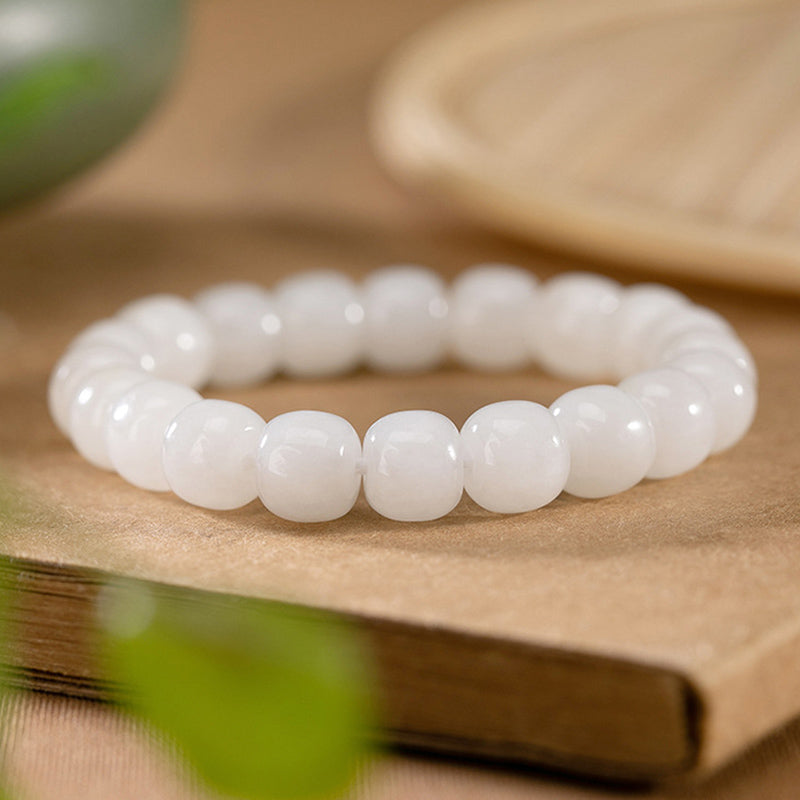 8 mm weißes Jade-Schutzarmband für Glück und Erfolg
