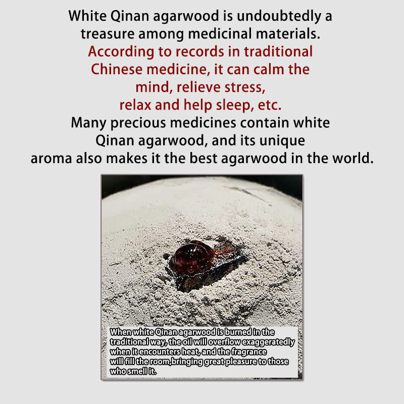 8 mm weißes Mala-Armband aus Qinan-Adlerholzholz für Frieden und Stärke