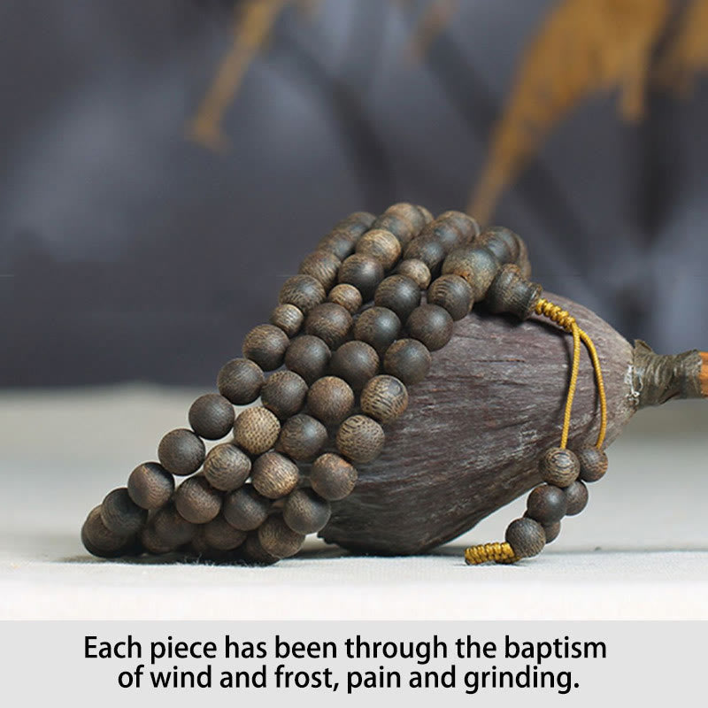 8 mm weißes Mala-Armband aus Qinan-Adlerholzholz für Frieden und Stärke