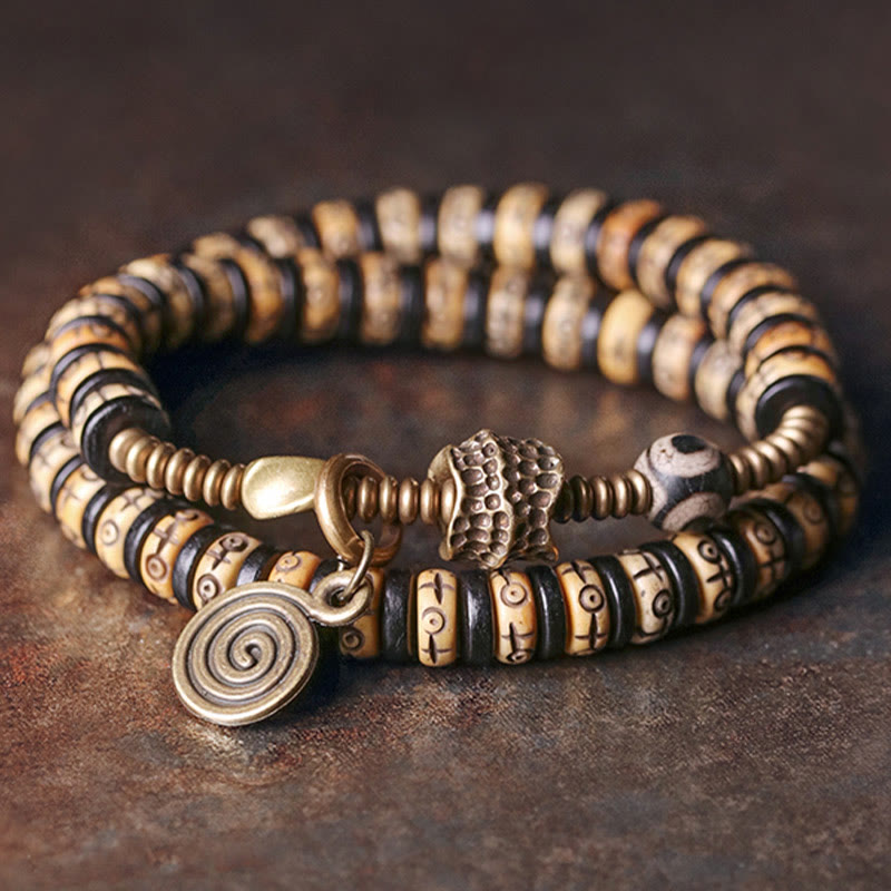 8 mm Yak-Knochen-Ebenholz-Stärke-Doppelwickelarmband