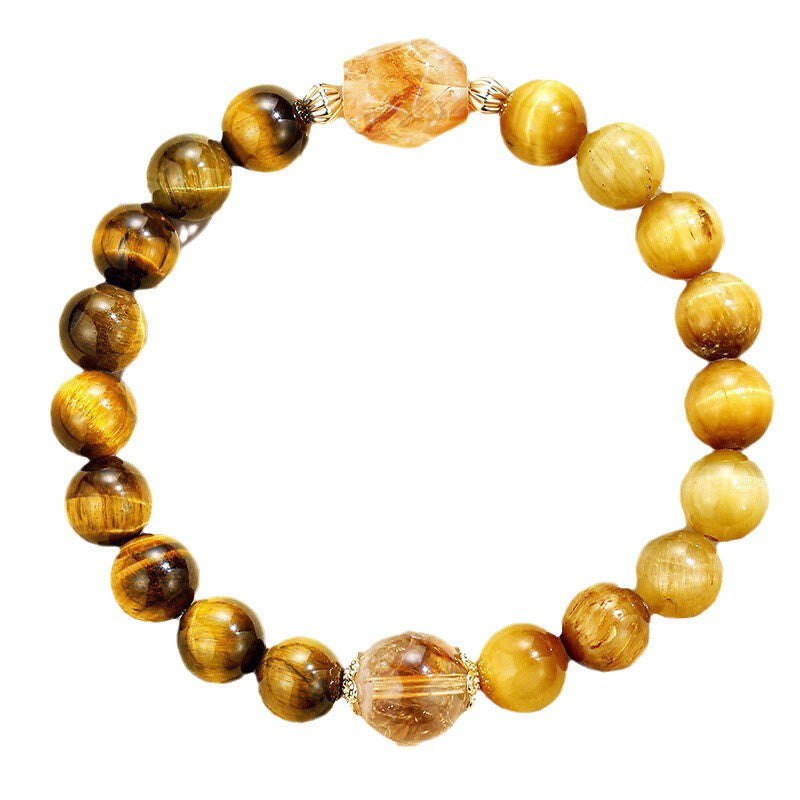 8 mm Gelb-Schwarzes Tigerauge-Citrin-Stärkearmband