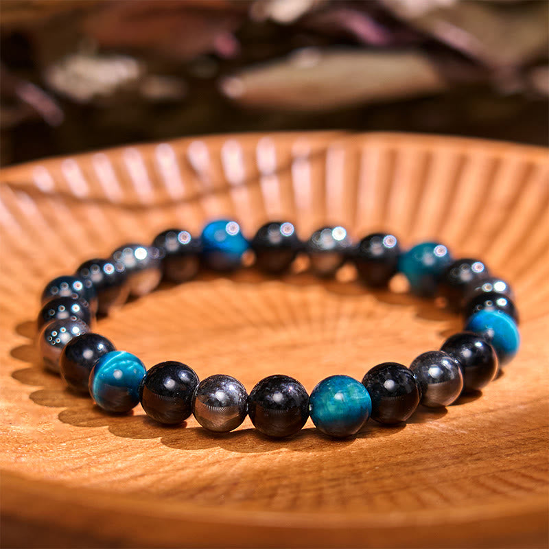 8 mm gelbes Tigerauge-Obsidian-Hämatit-Armband für Herren
