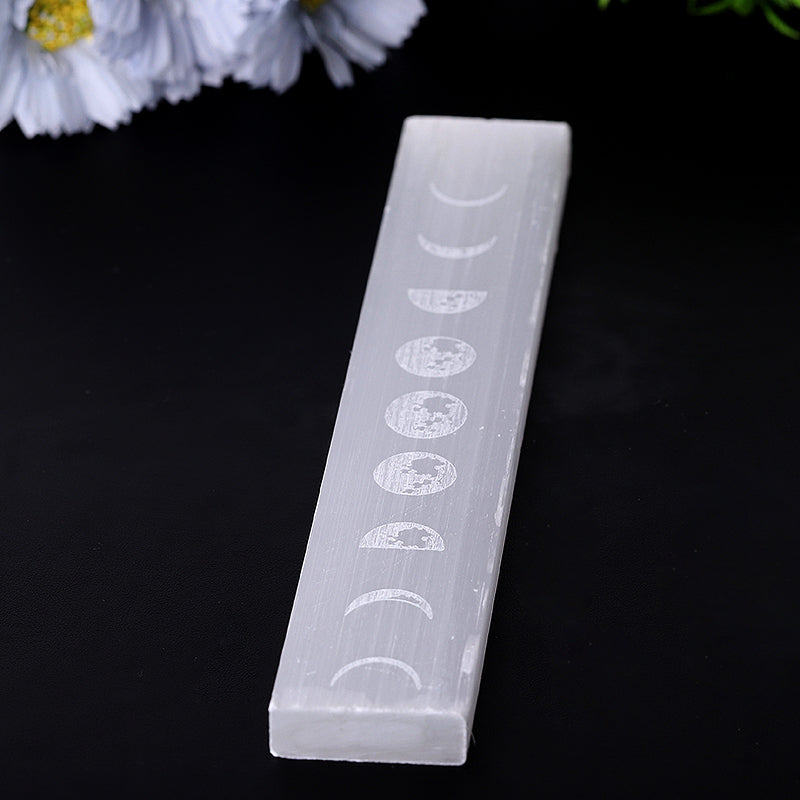 9-Zoll-Selenitstab mit Mondmuster zur Meditation