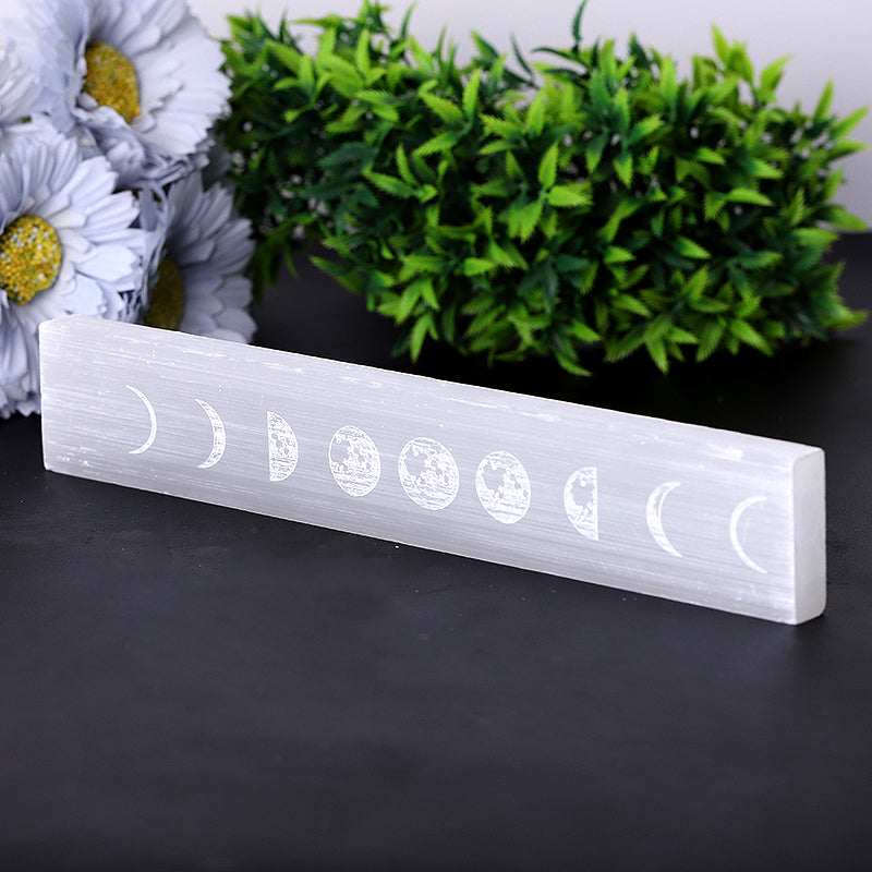 9-Zoll-Selenitstab mit Mondmuster zur Meditation