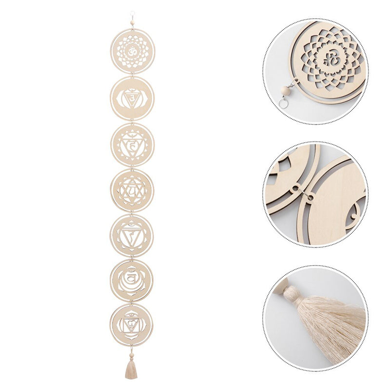Chakra-ausgleichender Wandaufhänger aus Holz für Zen-Wohndekor