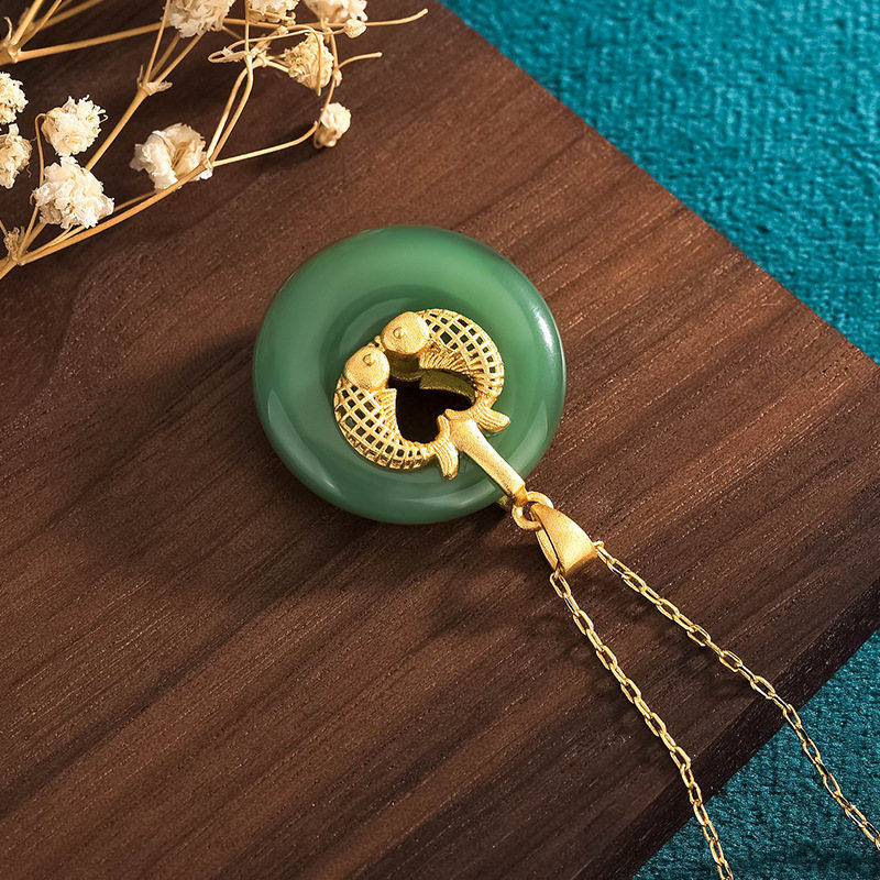 Cyan Jade Koi Fisch Glückskette für Erfolg & Harmonie