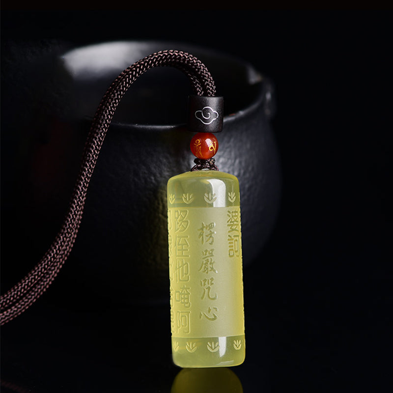 Citrine Heart Sutra Necklace for Happiness & Strength