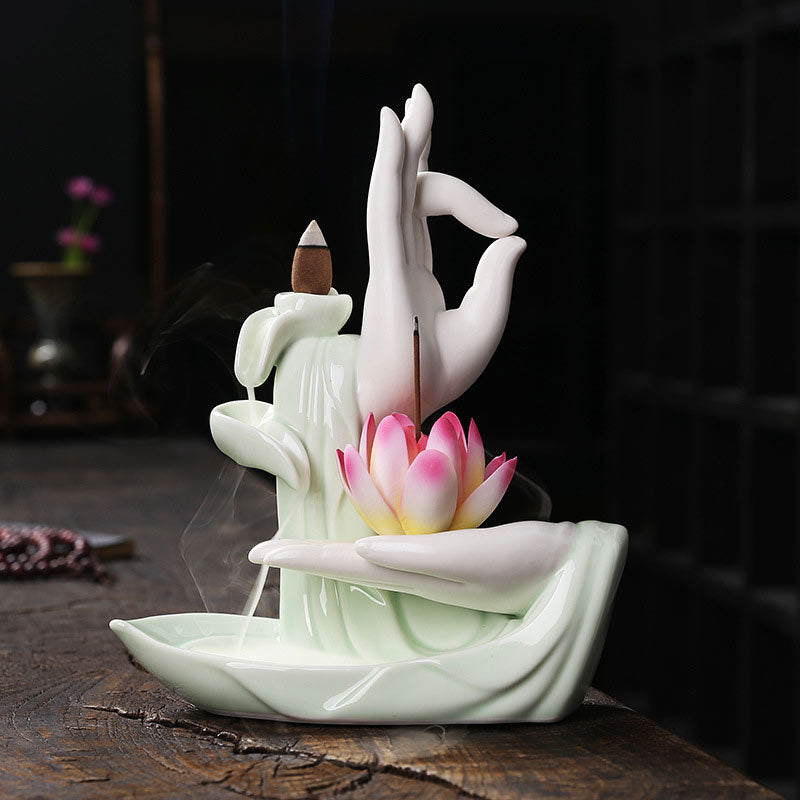 Handcrafted Purple Clay Lotus Ceramic Incense Burner