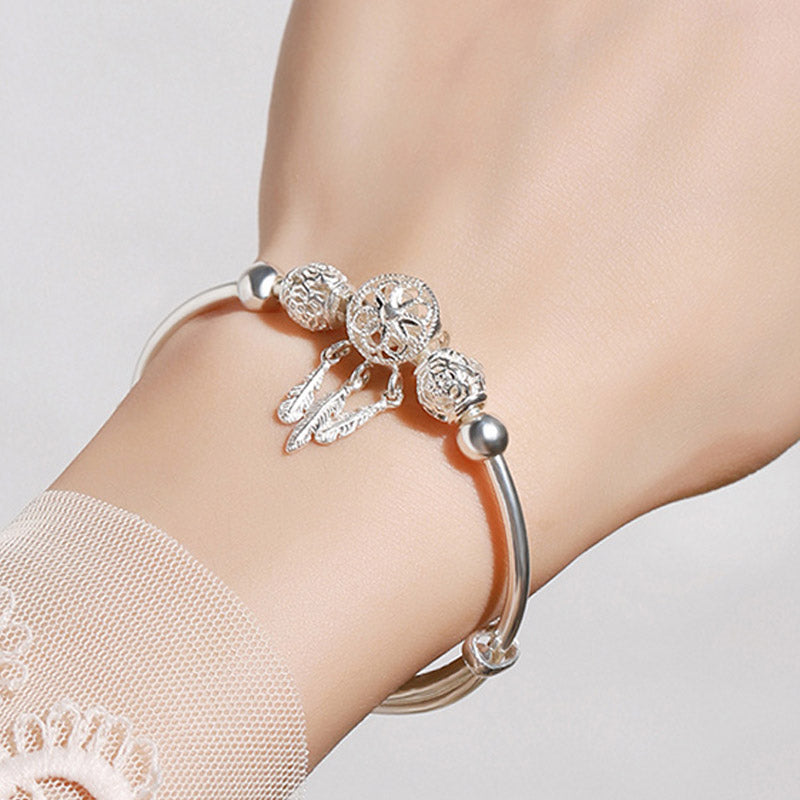 Traumfänger-Charm-Armband aus weißem Kupfer für Glück und Heilung