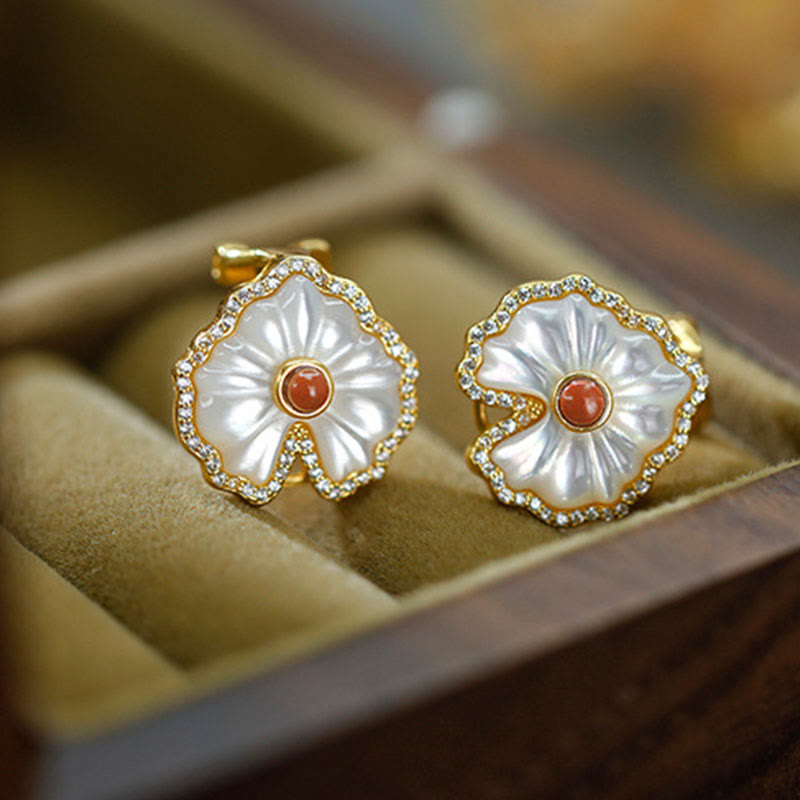 Spirituelles Halsketten-Set aus 925er Sterlingsilber mit Tridacna-Rot-Achat-Lazurit