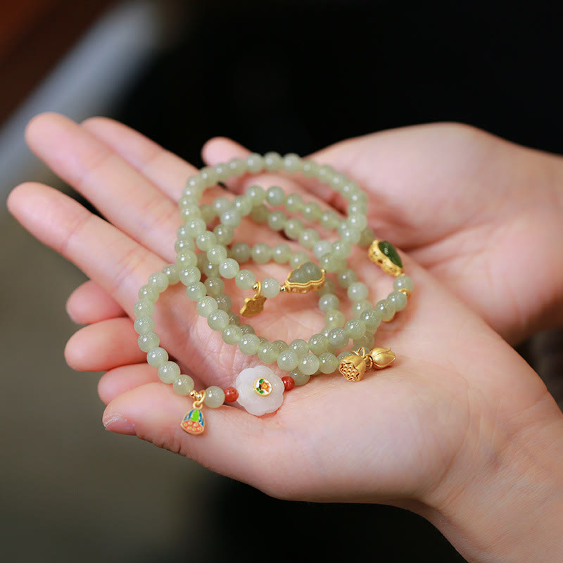 6 mm großes Glücksbringerarmband aus natürlicher Hetian-Jade