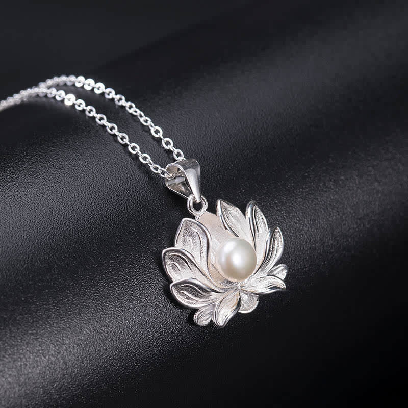 6mm Pearl Lotus Pendant Necklace – Wealth & Enlightenment