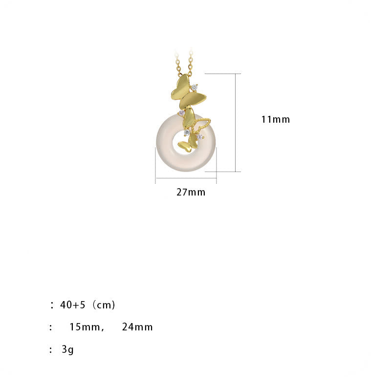 Halskette mit Schmetterlings-Chalcedon-Anhänger aus 925er Silber