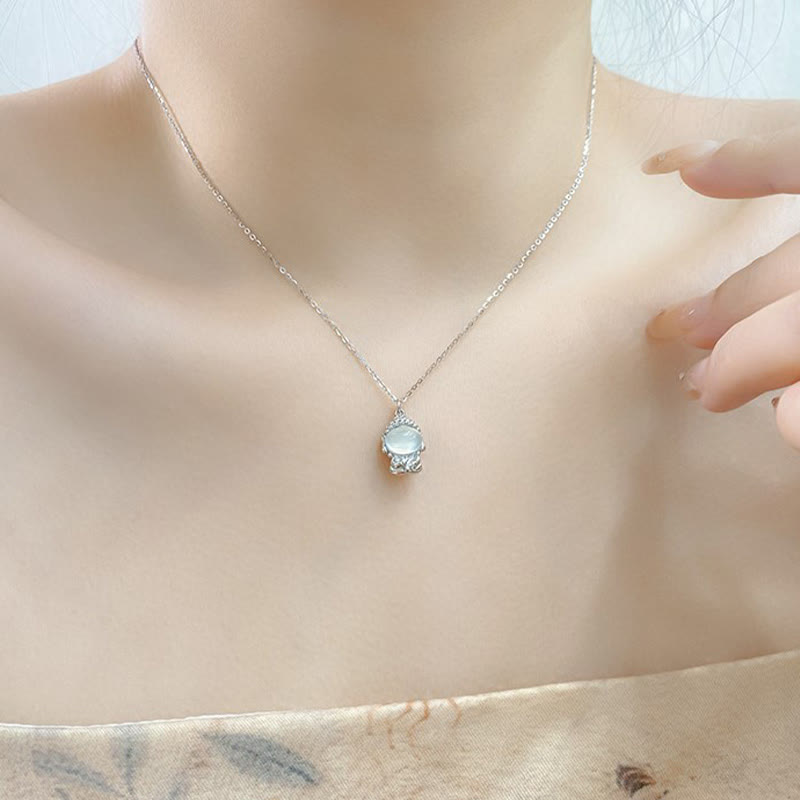 925 Silber Chalcedon Buddha Anhänger Halskette