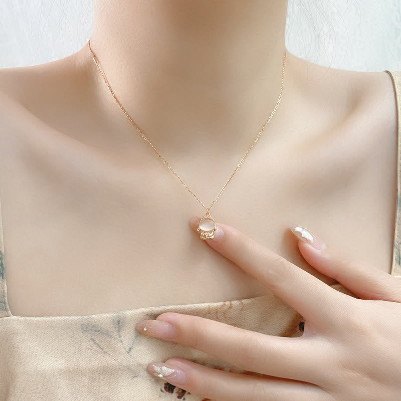 925 Silber Chalcedon Buddha Anhänger Halskette