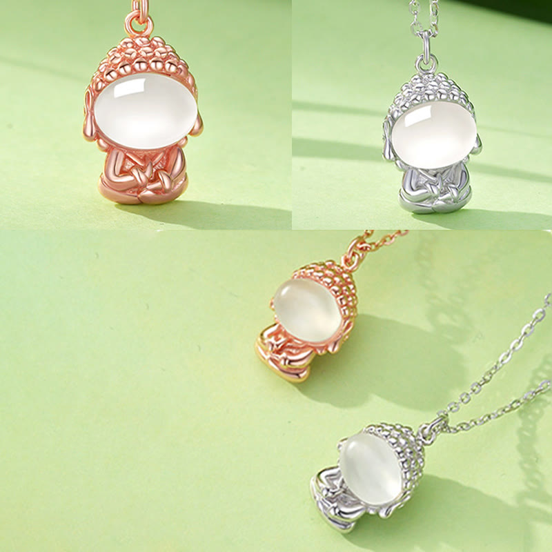 925 Silber Chalcedon Buddha Anhänger Halskette