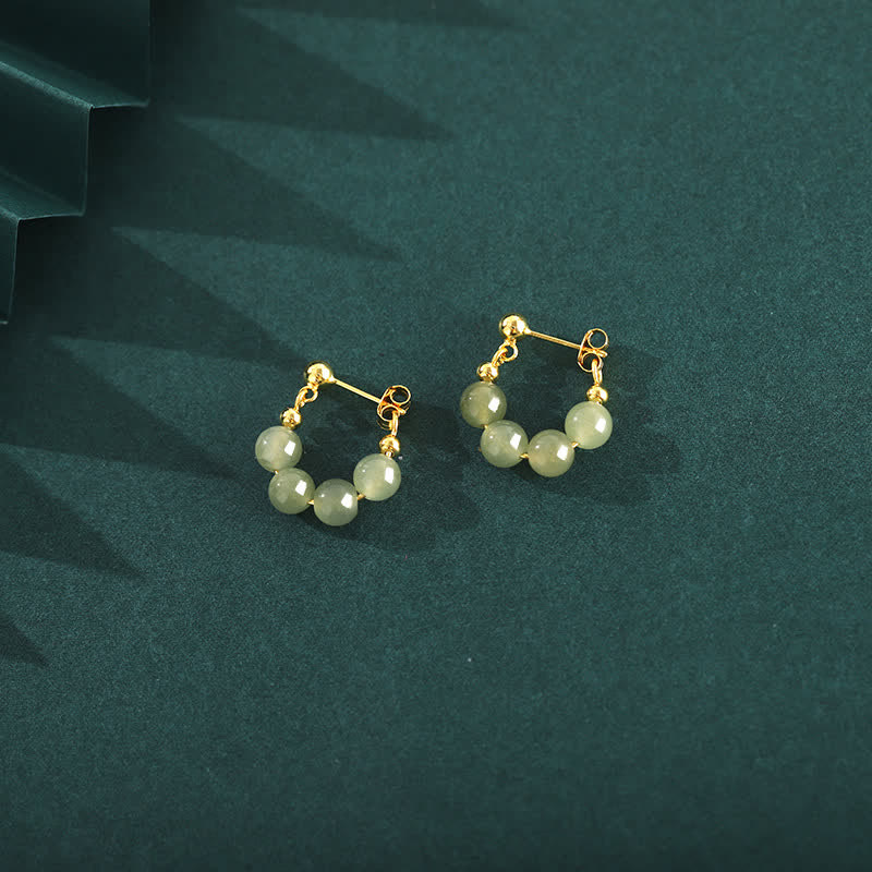 925 Sterling Hetian Jade Roter Achat Fülle Ohrringe