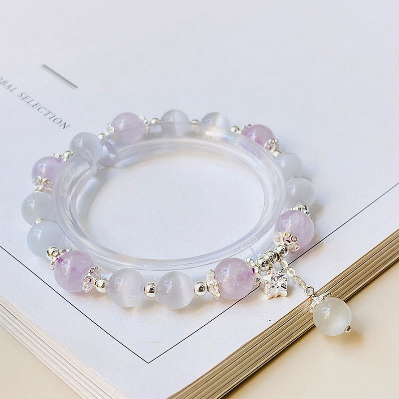 Armband mit spirituellem Bewusstsein aus 925er Sterlingsilber mit Amethyst-Katzenauge