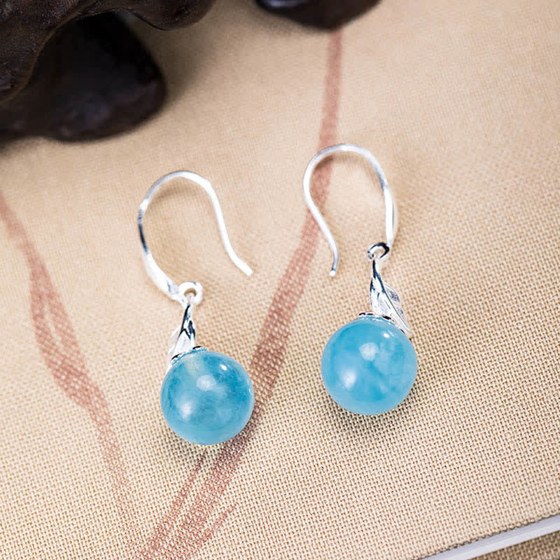 925 Sterling Silber Aquamarin Ohrringe Halskette für emotionale Heilung