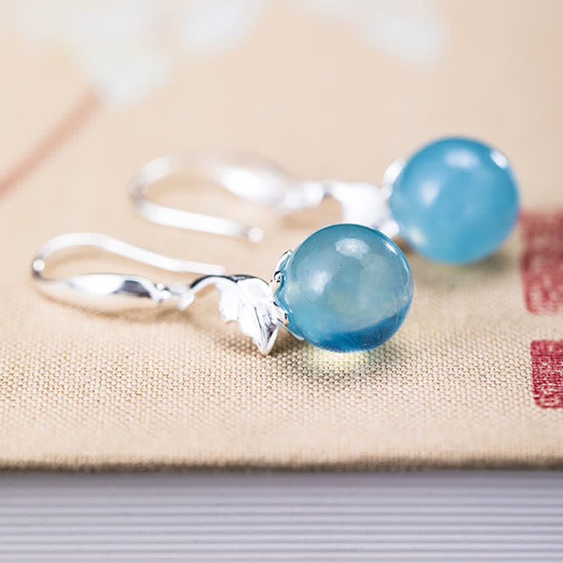 925 Sterling Silber Aquamarin Ohrringe Halskette für emotionale Heilung
