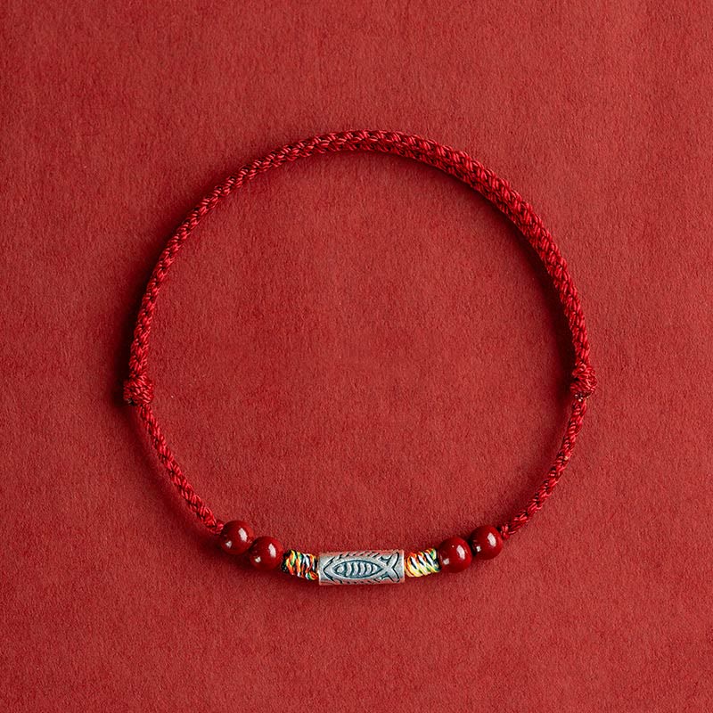Geflochtenes Koi-Fisch-Armband aus 925er Sterlingsilber für Reichtum und Glück