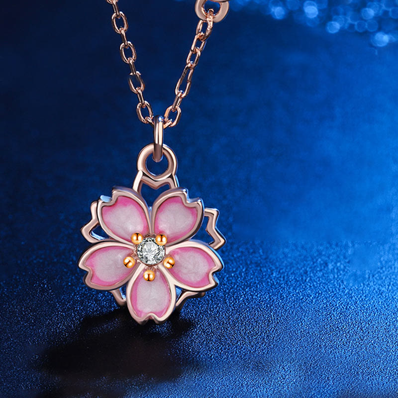 925 Sterling Silber Kirschblüten-Schutzkette