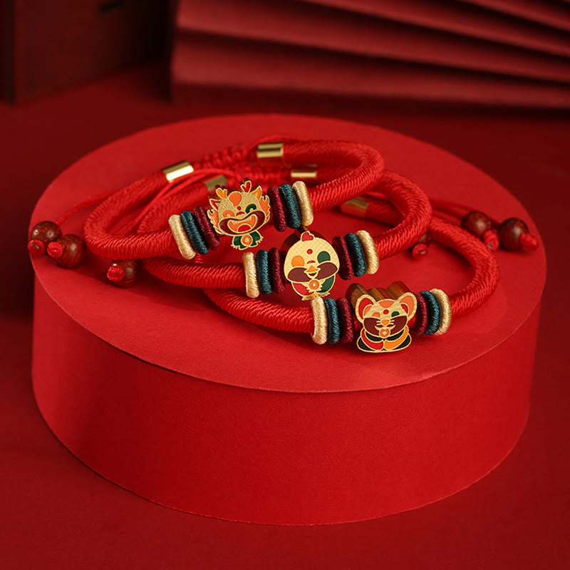 Rotes Armband aus 925er Sterlingsilber mit chinesischem Sternzeichen für Glück