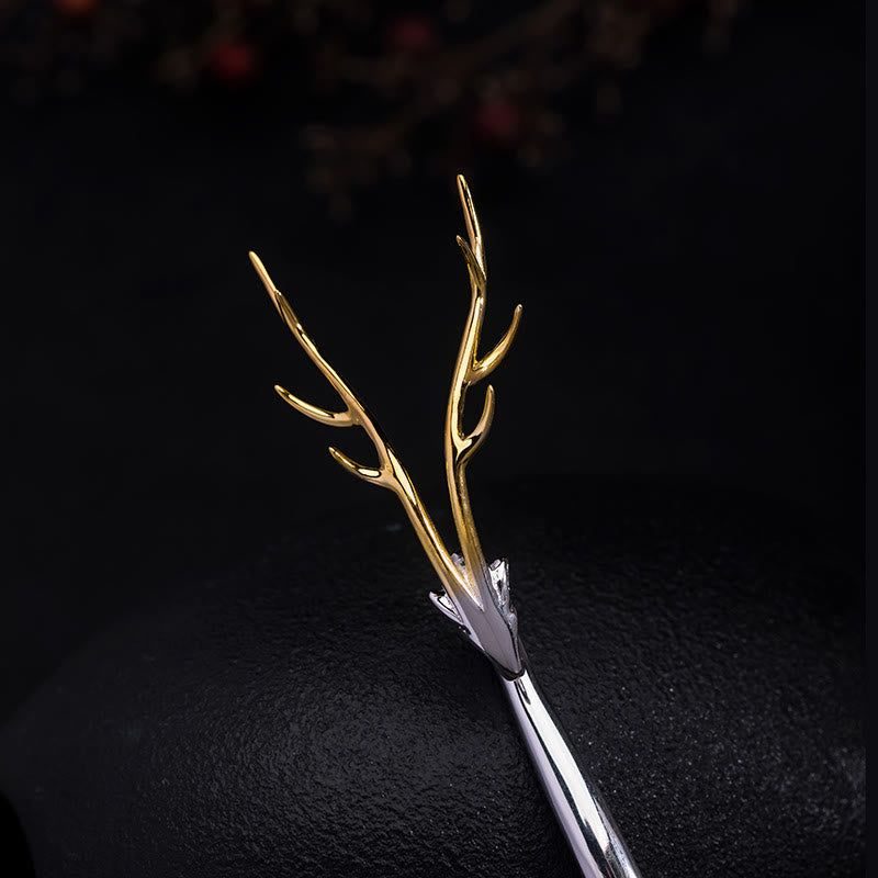 925 Sterling Silber Hirschgeweih Schutz Haarnadel