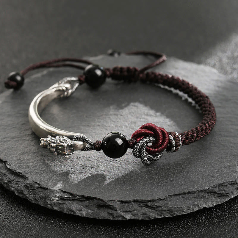 Drachenarmband aus 925er Sterlingsilber mit glückverheißendem Erfolgssymbol