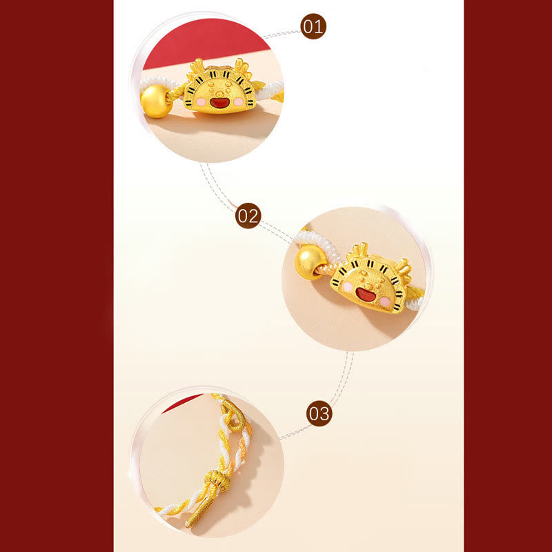 Geflochtenes Armband aus 925er Sterlingsilber mit Drachenknödel, zieht Glück an