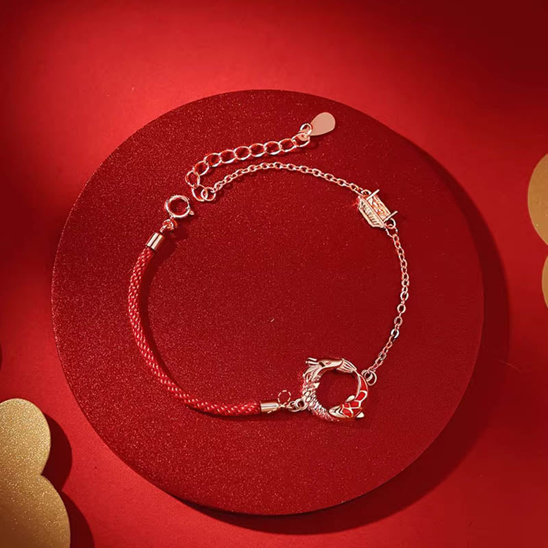 925 Sterling Silber Drachen Koi Fisch Glücksschutz Armband