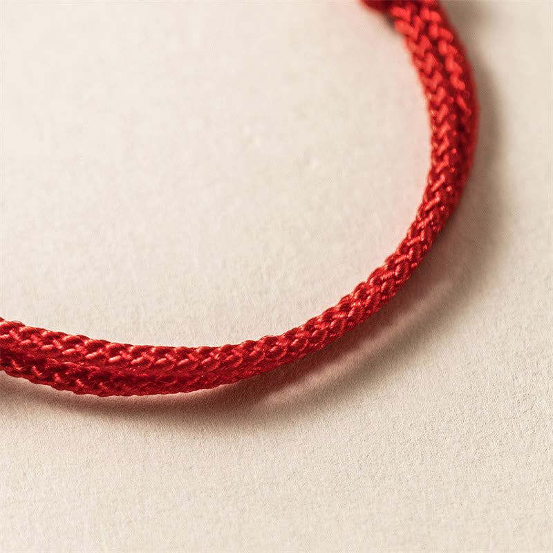 925 Sterling Silber Drachenglück Rotes Seilarmband