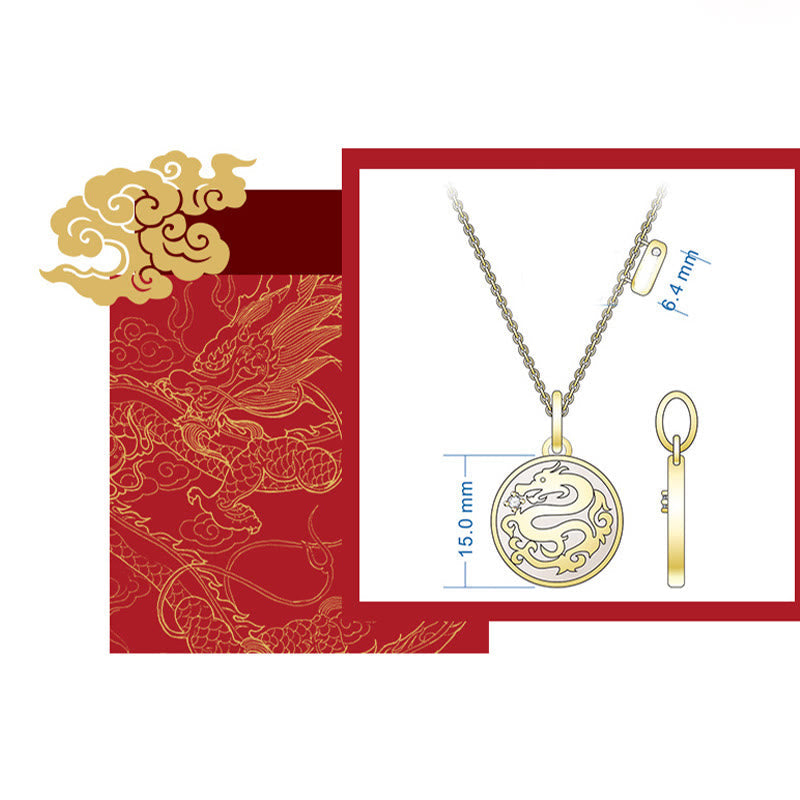 Drachenkette aus 925er Sterlingsilber mit Tridacna und Fu Char