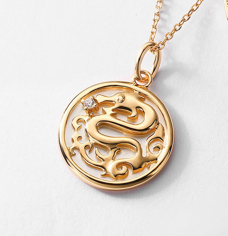 Drachenkette aus 925er Sterlingsilber mit Tridacna und Fu Char