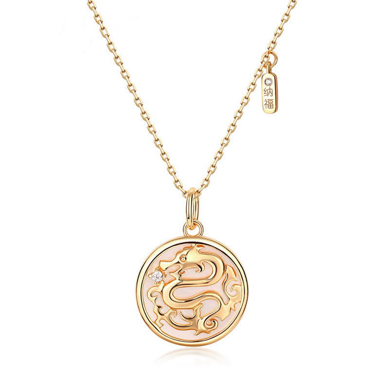 Drachenkette aus 925er Sterlingsilber mit Tridacna und Fu Char