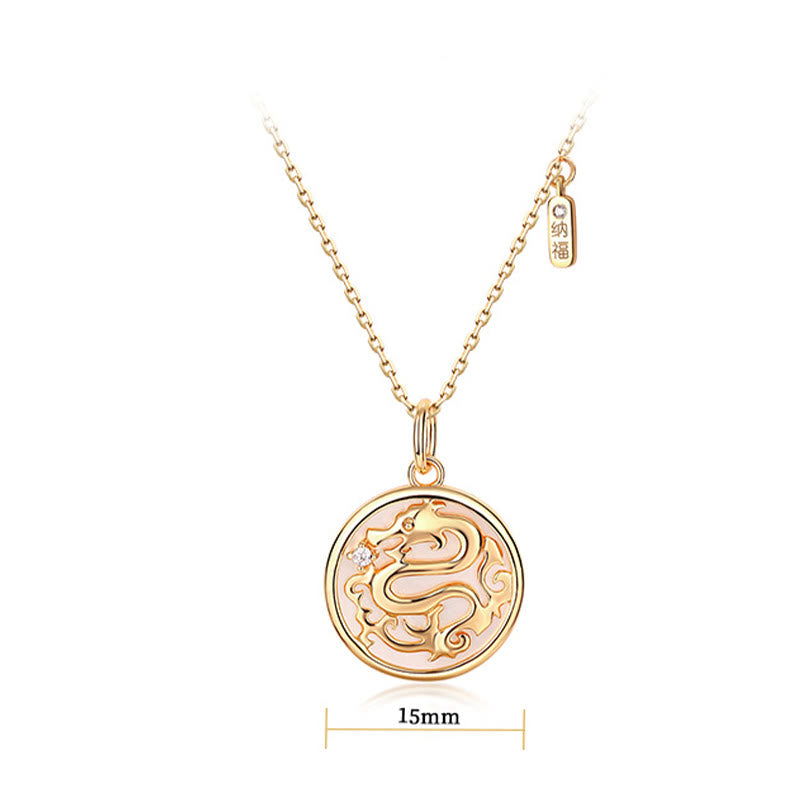 Drachenkette aus 925er Sterlingsilber mit Tridacna und Fu Char