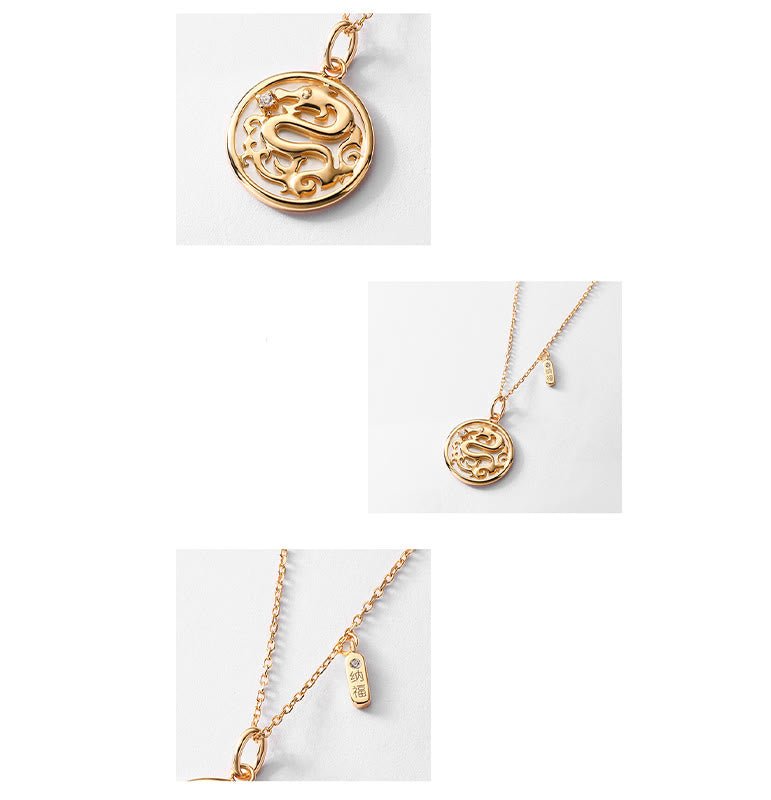 Drachenkette aus 925er Sterlingsilber mit Tridacna und Fu Char