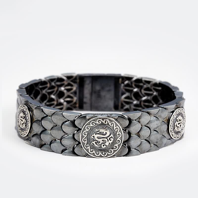 925 Sterling Silber Drachenschuppen Glücks-Erfolgsarmband