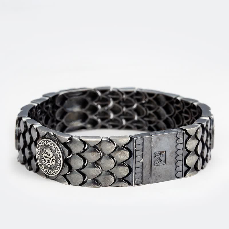 925 Sterling Silber Drachenschuppen Glücks-Erfolgsarmband
